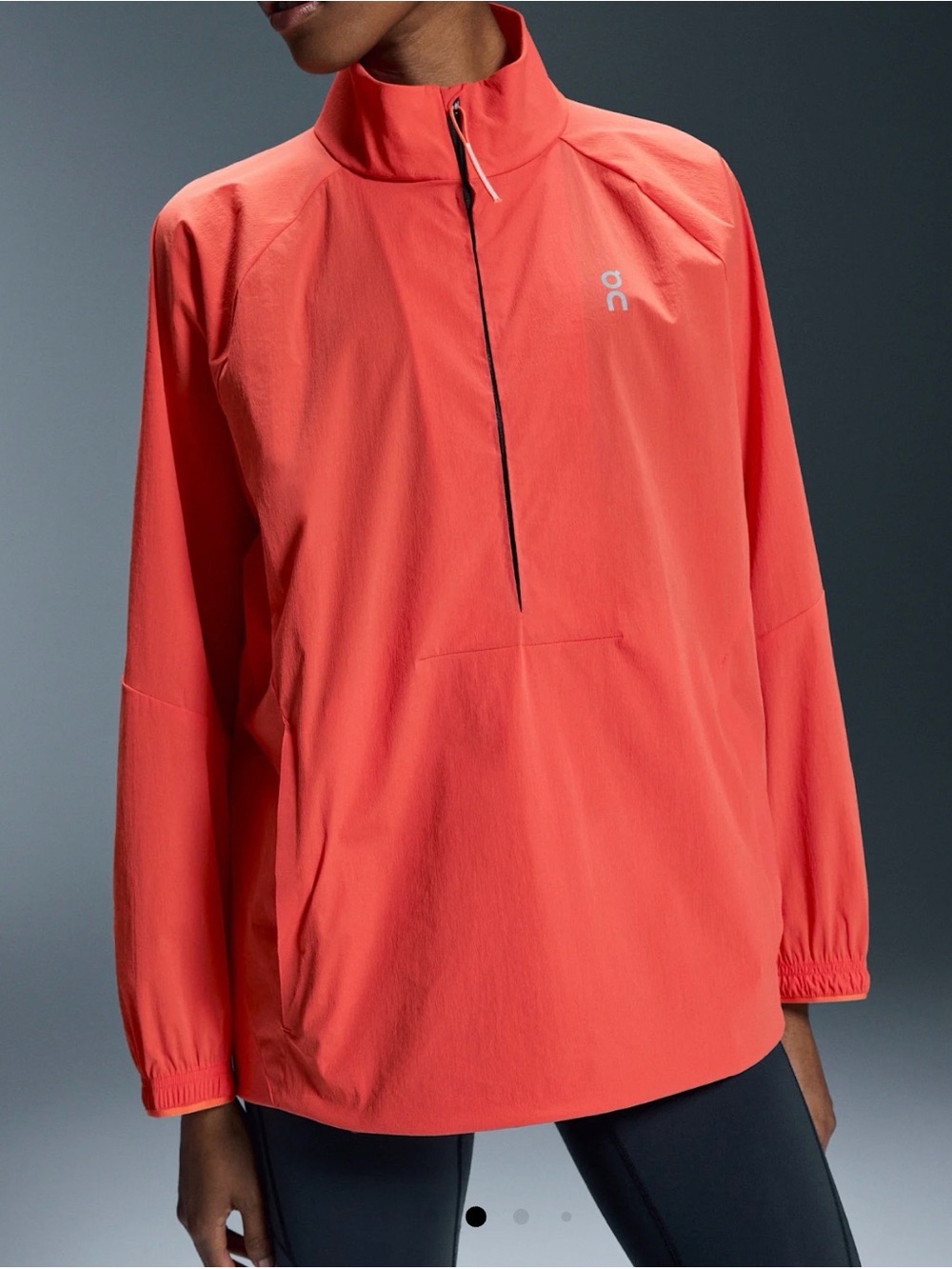 On Running Coral Red Lightweight Pullover Jacket